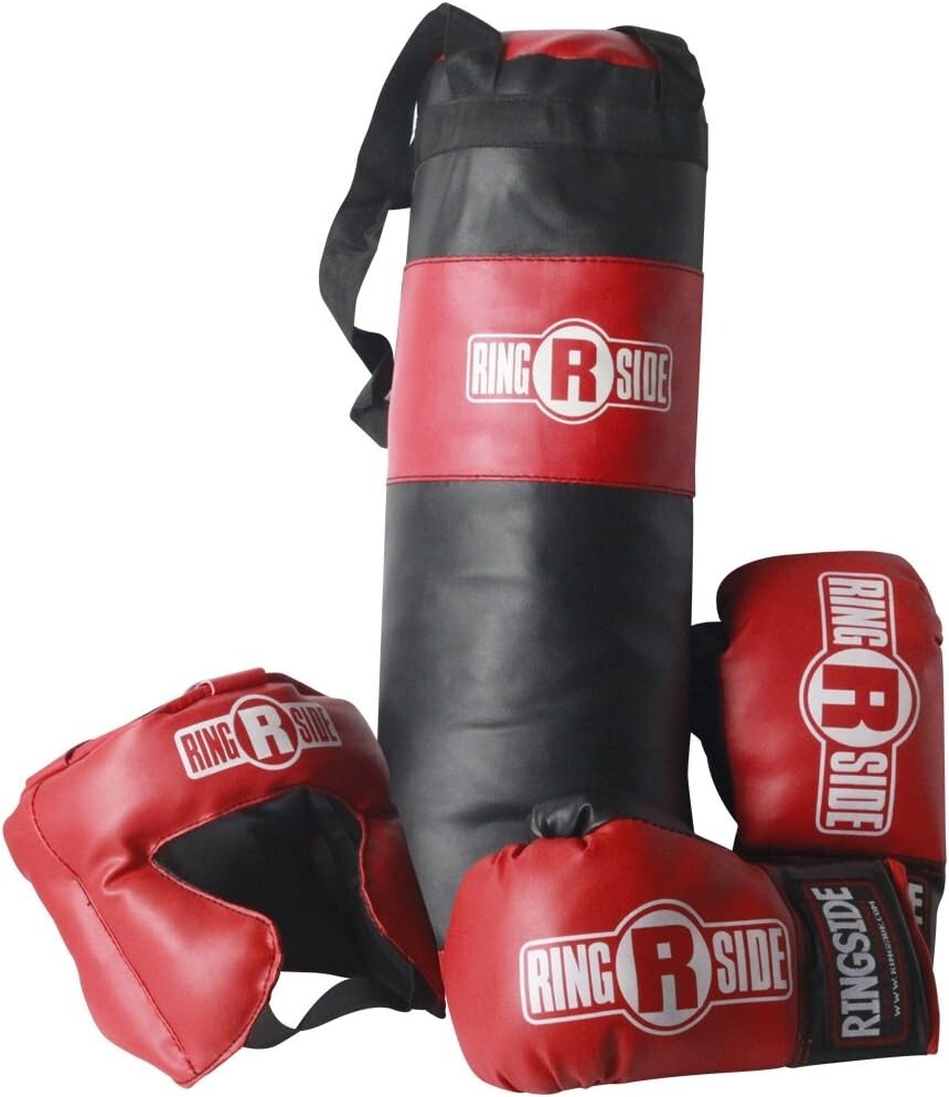 Kids Boxing Training Set with Gloves Headgear & Heavy Bag - Ages 2-5