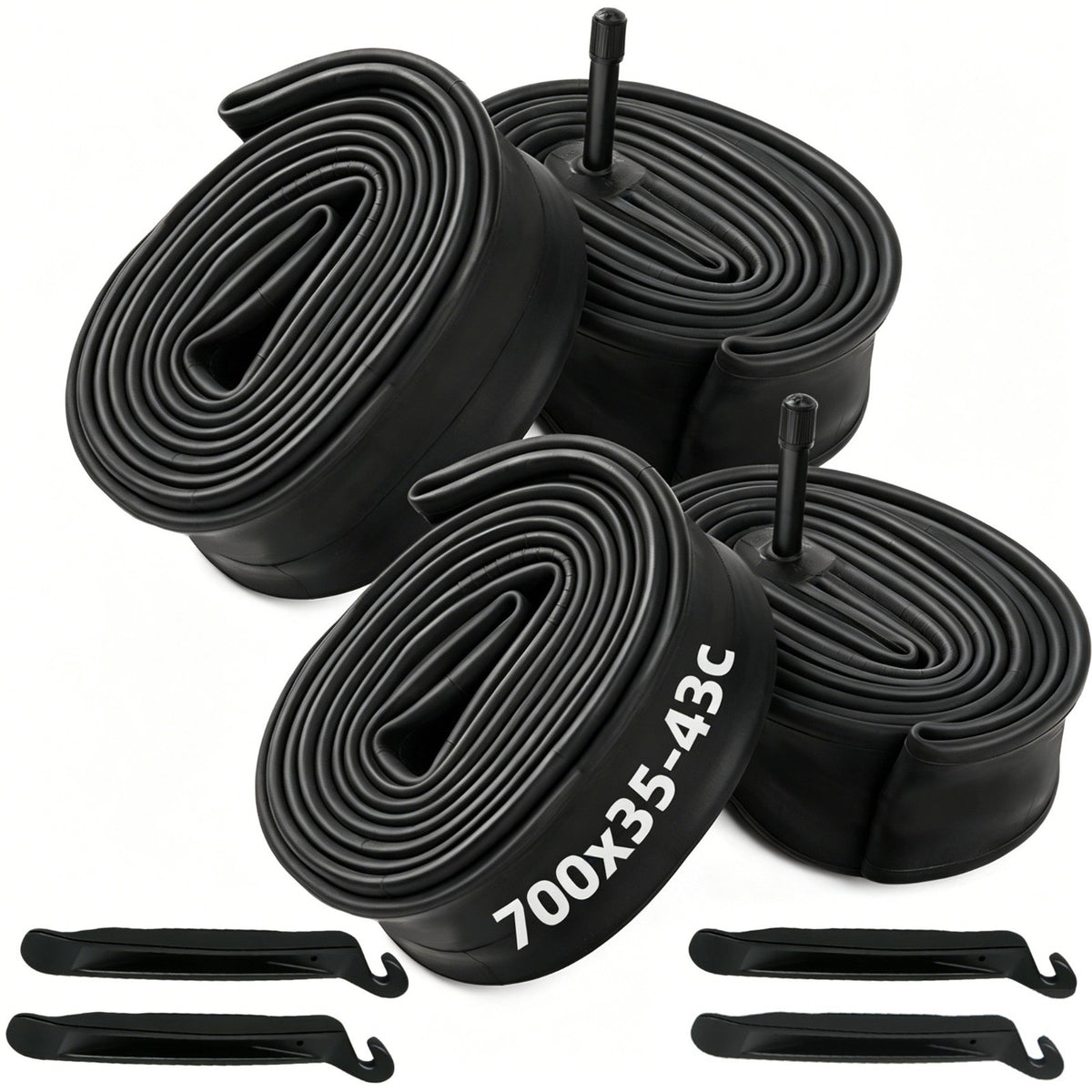 28 Inch Bicycle Inner Tube 700x35-43c with 48mm Schrader Valve - Pack of 4