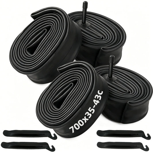 28 Inch Bicycle Inner Tube 700x35-43c with 48mm Schrader Valve - Pack of 4
