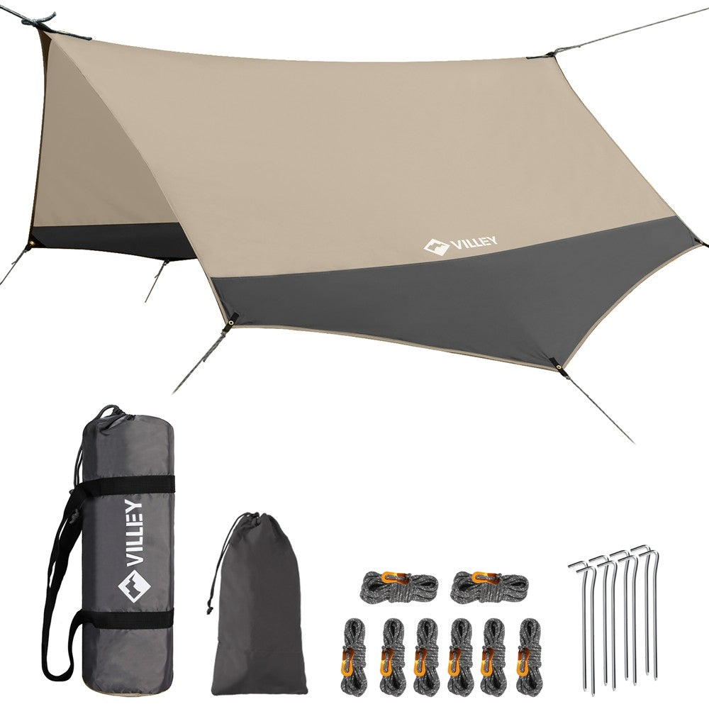 Heptagonal Waterproof Camping Tarp Shelter with UV Protection, 13x11.5ft