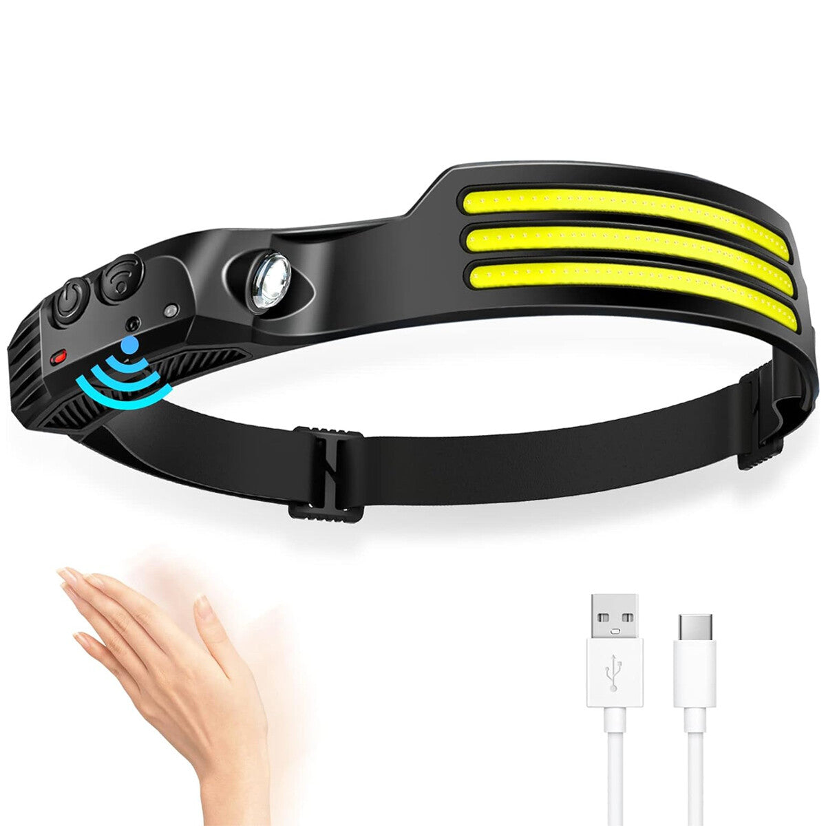 Rechargeable LED Headlamp with USB for Work and Outdoor Use - Bright Headlight