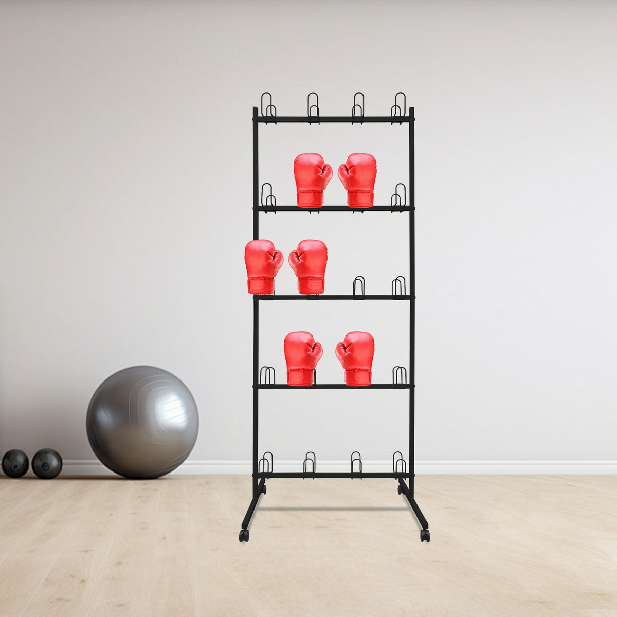 Boxing Gloves Drying Rack with Universal Wheels - Holds 20 Pairs