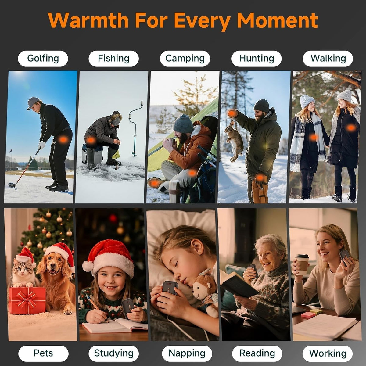 Rechargeable Electric Hand Warmers - Reusable Pocket Heaters for Winter, Camping & Outdoors (2 Pack)