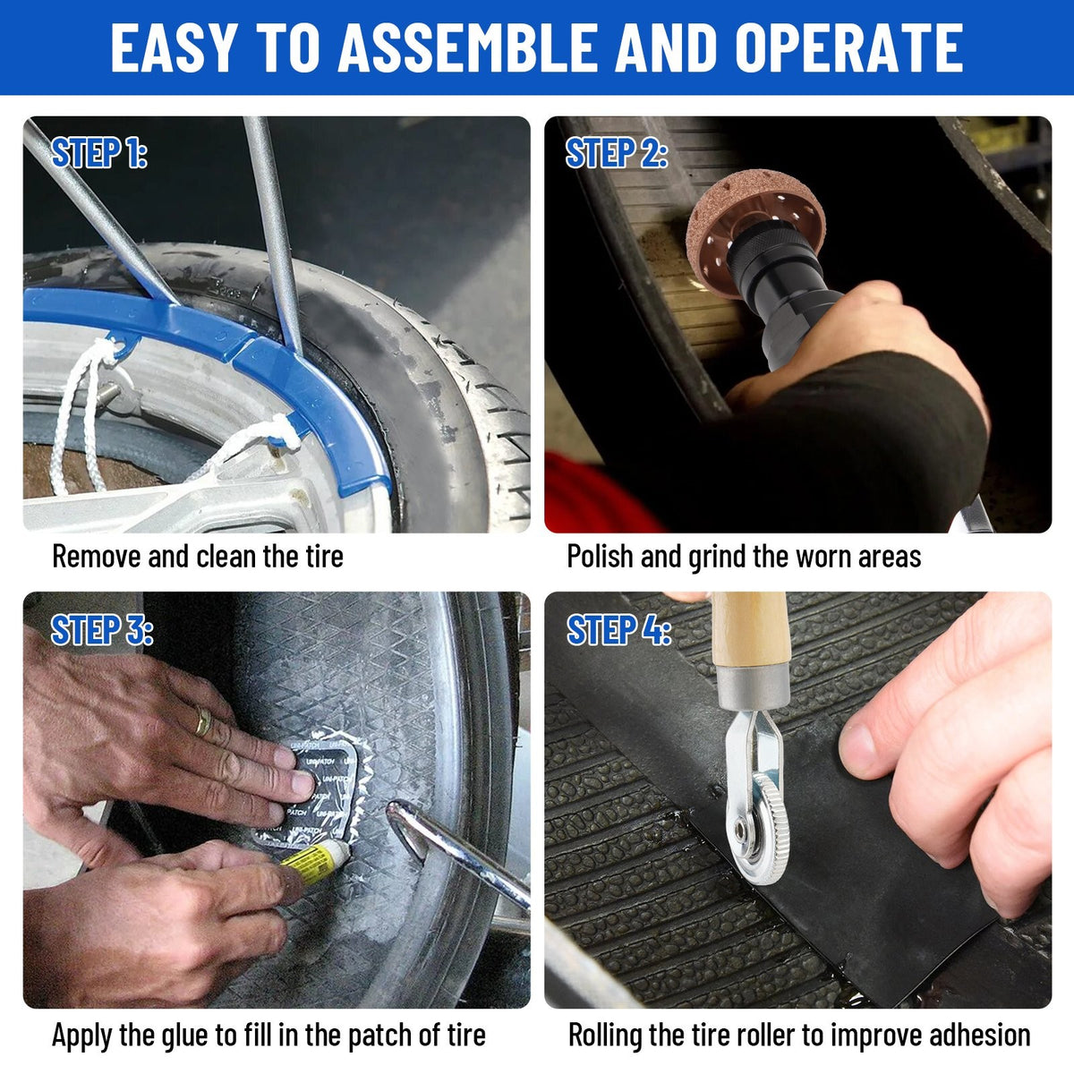 Air Tire Repair Buffer Kit with Polish Patch Tools 2500rpm Low Speed