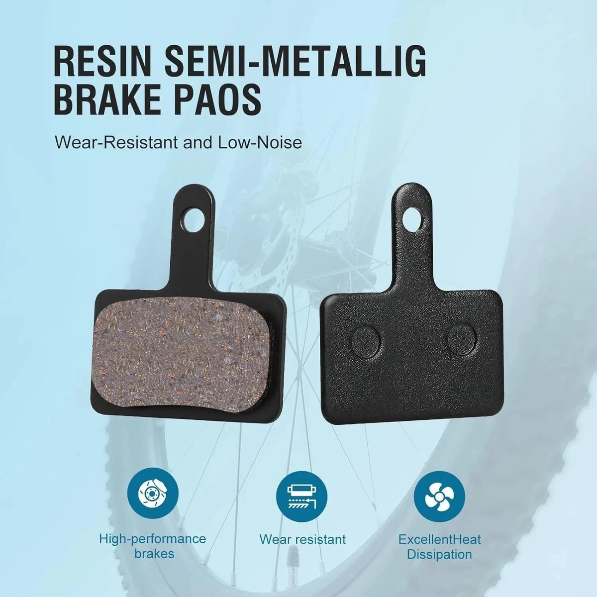 MTB Disc Brake Pads Set - Semi-Metallic, Quiet, 4 Pairs with Install Kit
