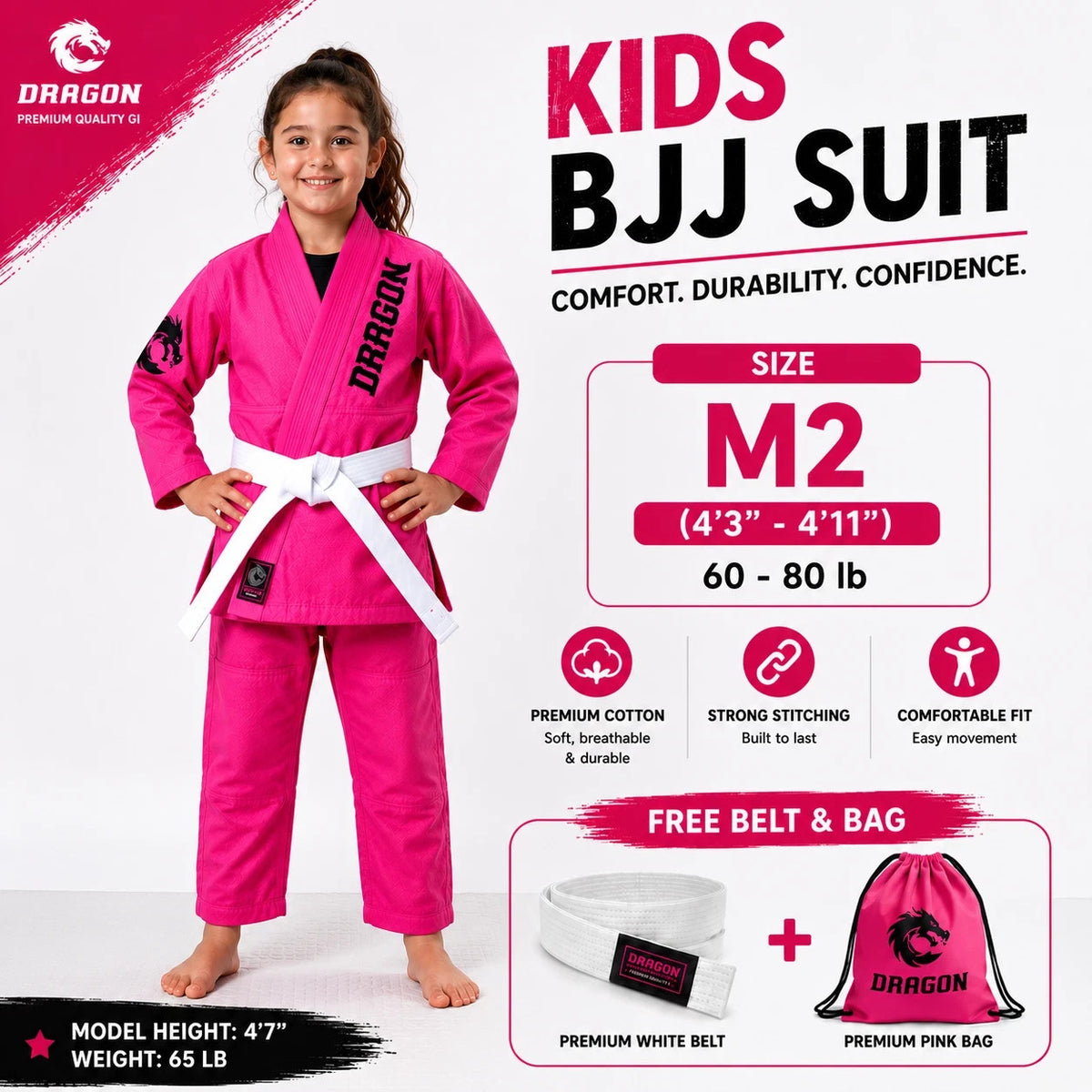 Kids BJJ Gi Uniform Set with Belt for Martial Arts & Grappling