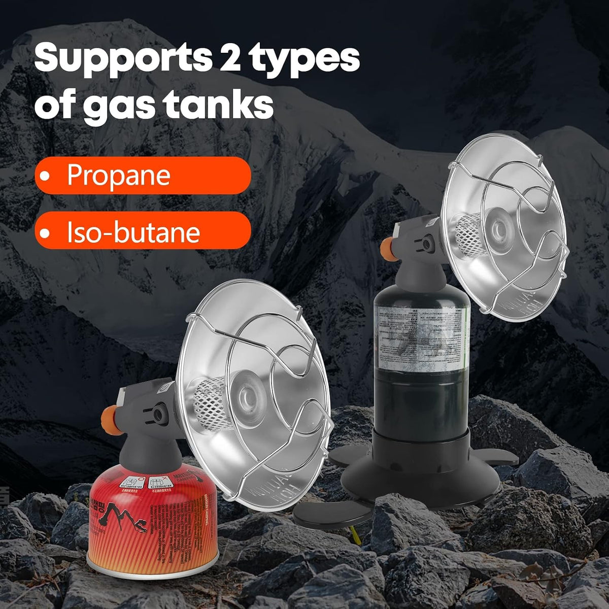 Portable Dual Fuel Propane & Iso-Butane Camping Heater, Self Igniting, 1Lb