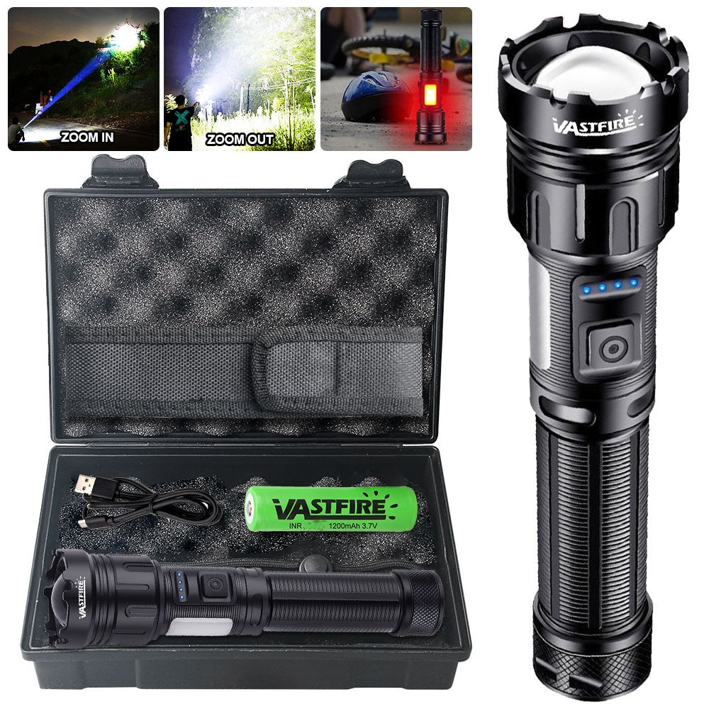 Rechargeable 20W LED Torch with Zoomable COB Light - USB Powered