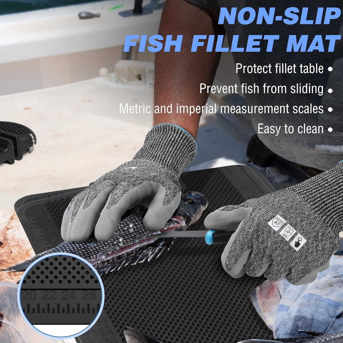 Fish Fillet Set with Knife, Mat, Sharpener & Gloves – Fish Cleaning Kit