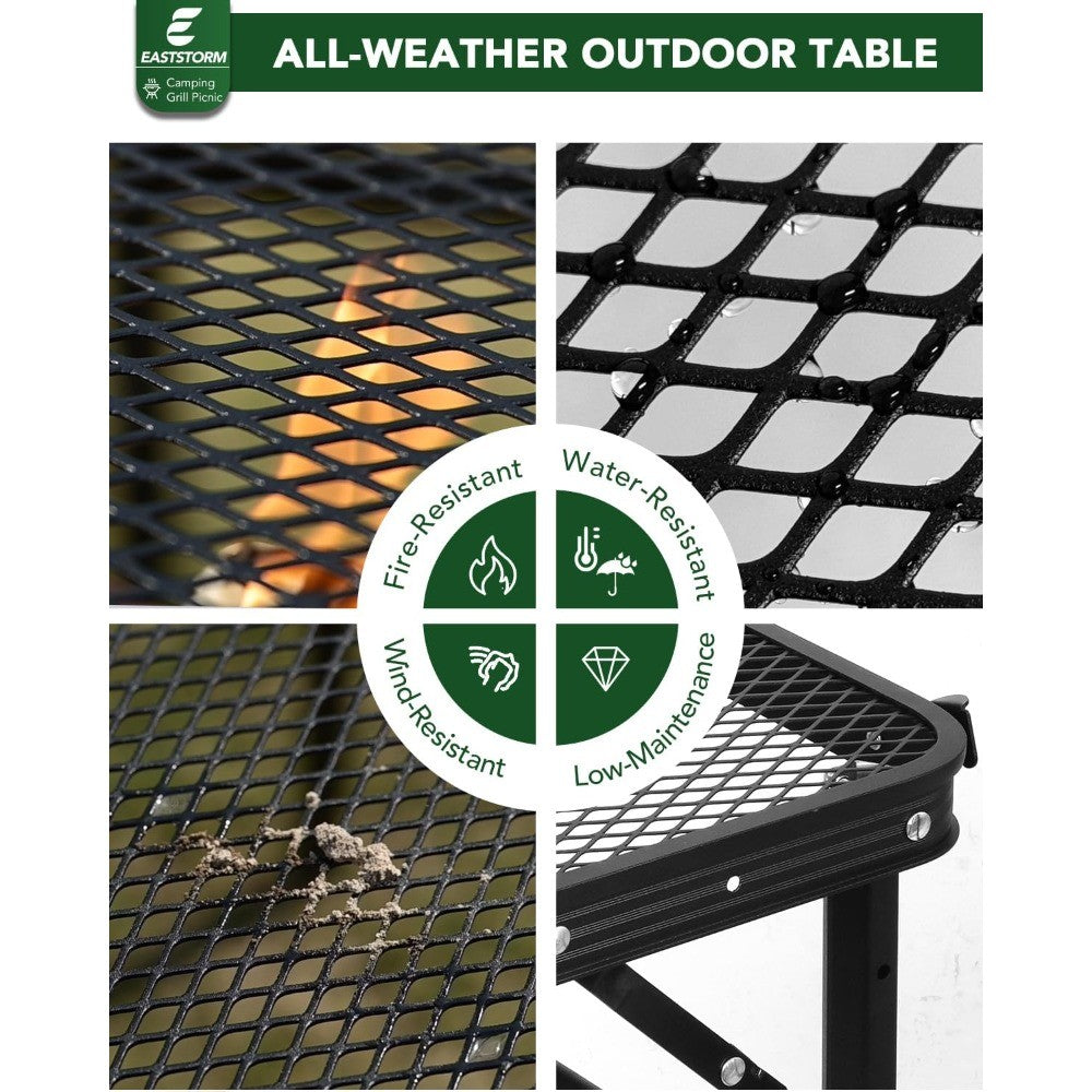 2Ft Portable Folding Table with Adjustable Height & Carry Handle, Black
