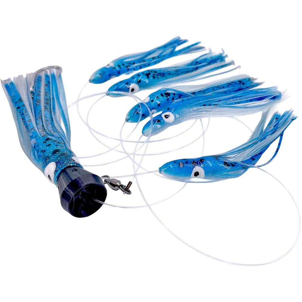 Saltwater Trolling Lure Set with Skirts and Jet Head for Tuna Mahi Wahoo