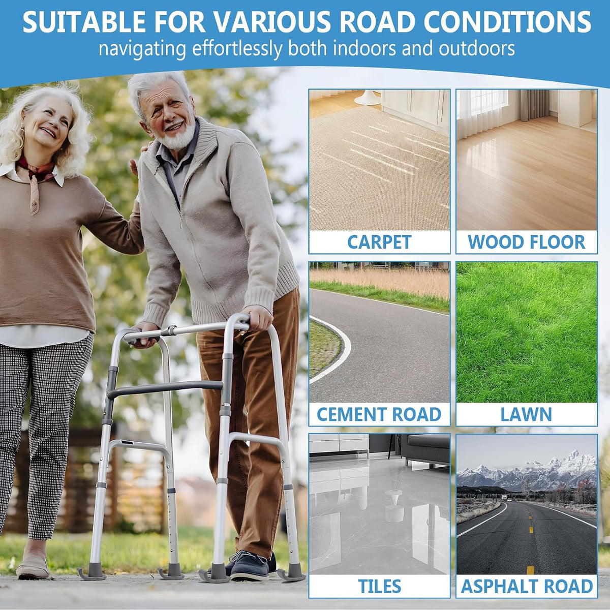 Walker Ski Glides for Folding Walkers - Replacement Feet for Smooth Mobility