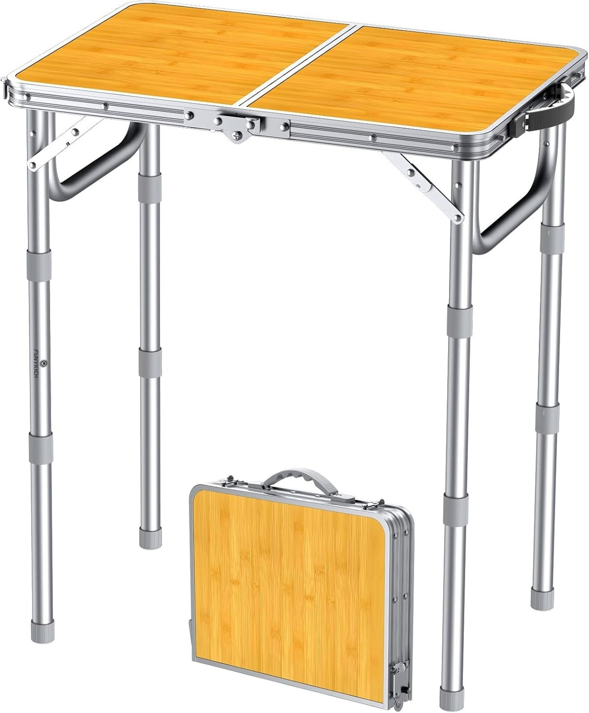 2ft Folding Camping Table with Adjustable Heights and Carry Handle