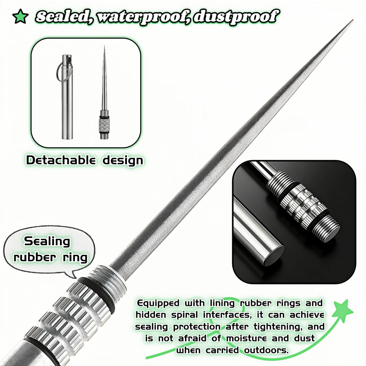 Portable Titanium Multi-Function Toothpick Keychain - Reusable Stainless Steel