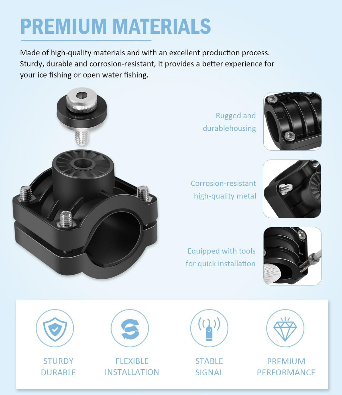 0 Degree Pole Mount for Panoptix LVS32 Transducer - Ice Fishing Marine Accessory
