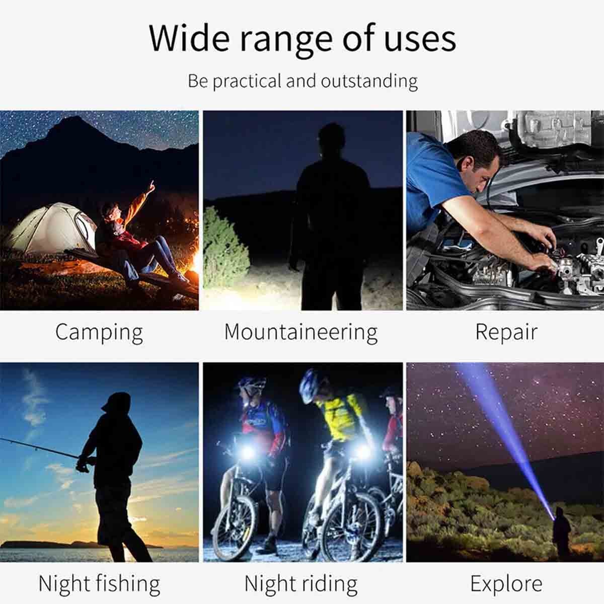 Rechargeable LED Flashlight Torch - Super Bright Tactical Handheld Lamp (2 Pack)