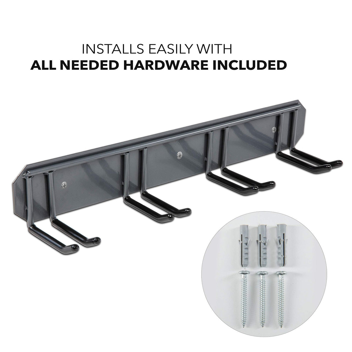 Wall-Mounted Ski Rack for 4 Pairs of Skis & Poles - Indoor Storage Organizer