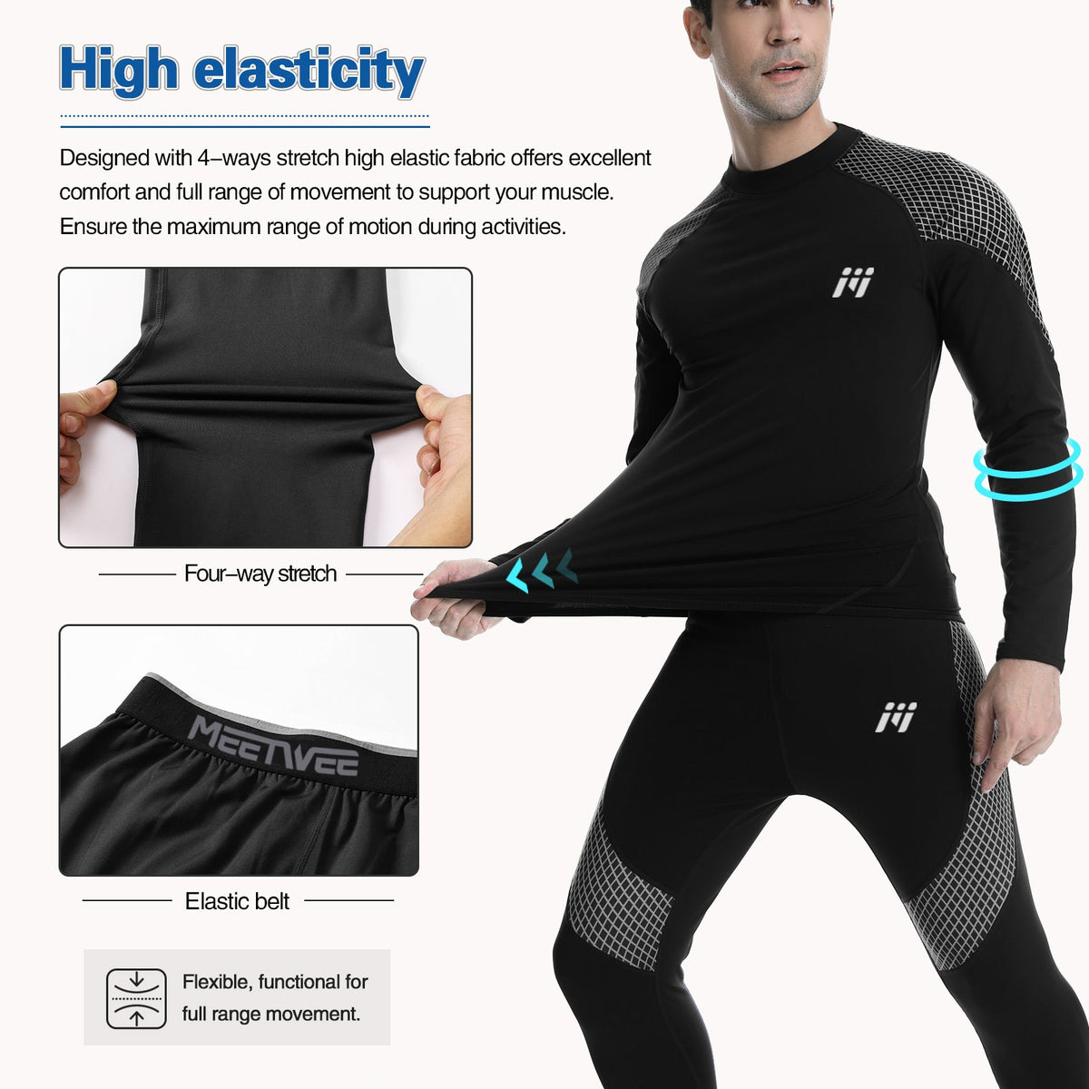 Men's Thermal Underwear Set Fleece Long Johns Base Layer Winter Warmth