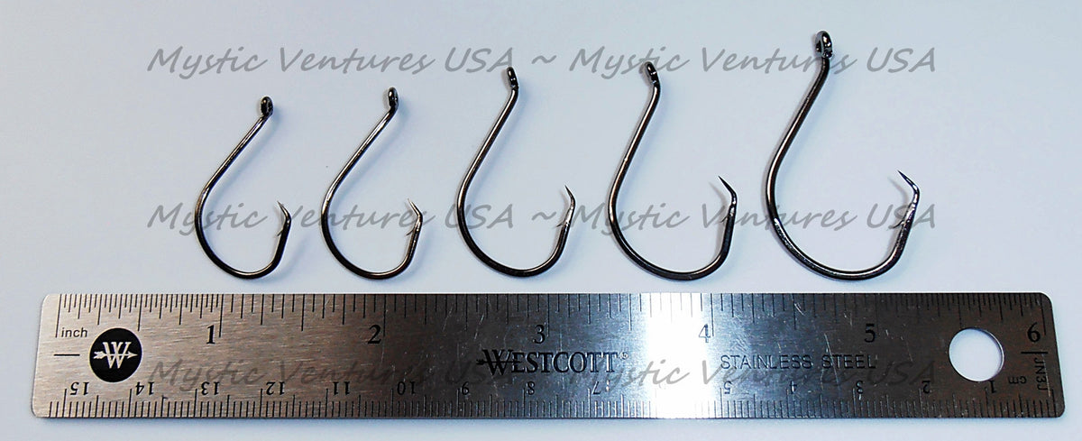 High-Quality Fishing Circle Hooks Set - Black Nickel, Multiple Sizes, Case
