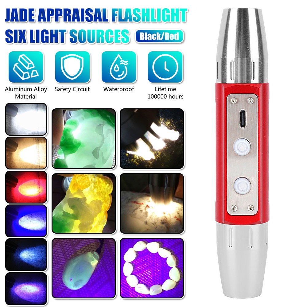UV LED Flashlight 365nm/395nm Blacklight for Gemstone & Jewelry Inspection