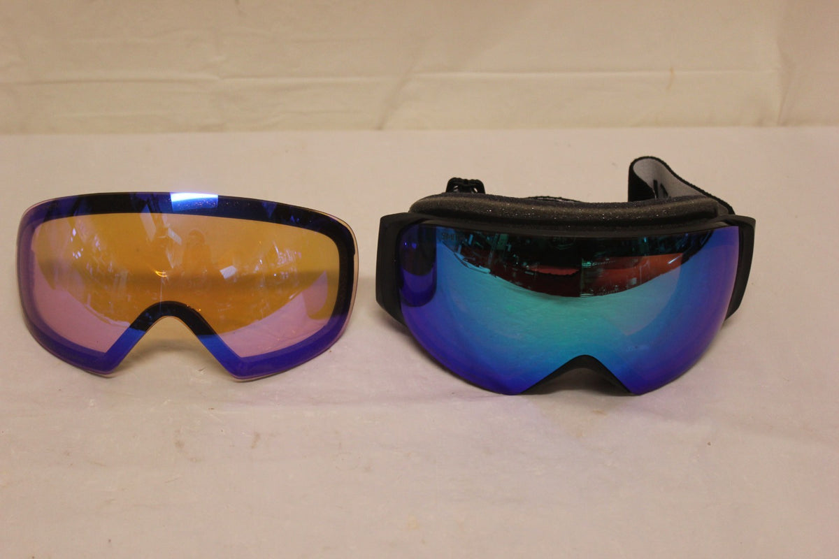 Smith I/O MAG S Goggles Black with Chromapop Green Mirror Storm Blue Lens