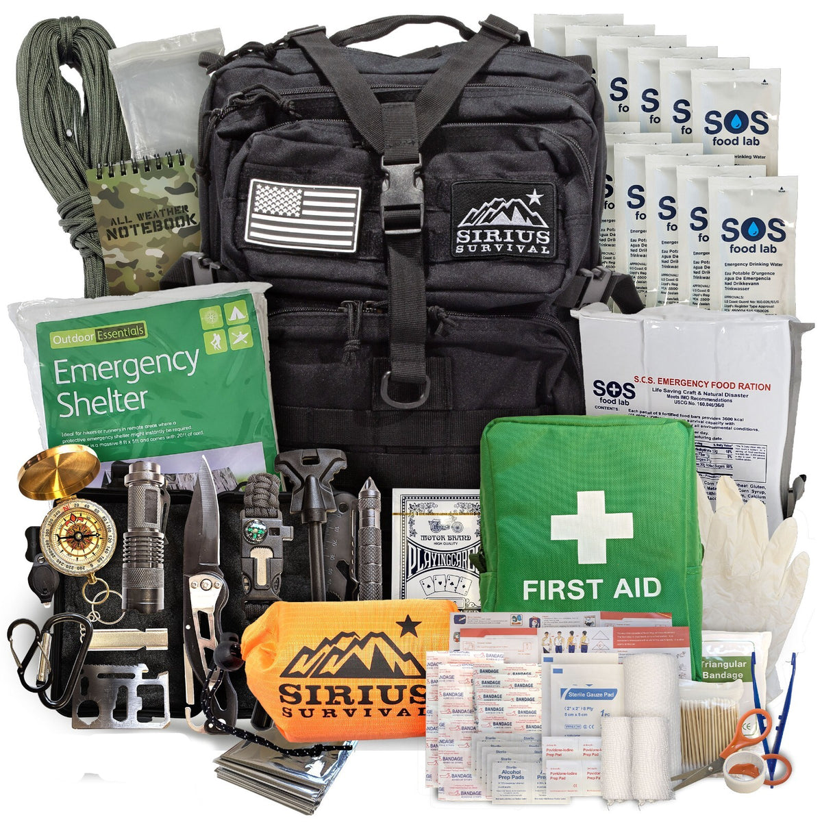 Emergency Survival Bug Out Bag Kit for 1-2 People with Backpack