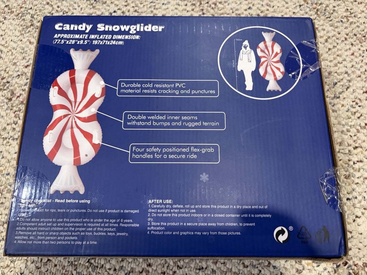 Candy Snowglider Inflatable Winter Sled for 2 Riders Snow Tube