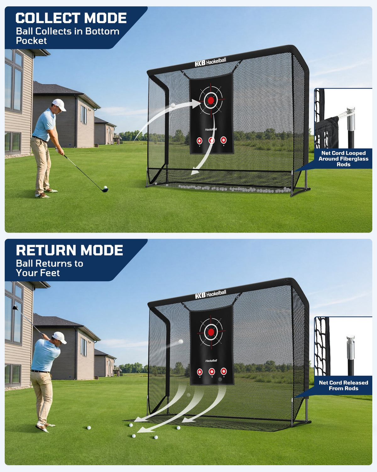 Golf Practice Net with Large Ball Collection and Noise-Reducing Target Cloth - Heavy Duty Backyard Hitting Net