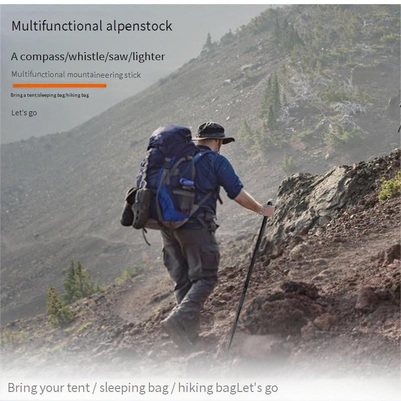 Multi-Functional Collapsible Hiking Pole with Emergency Whistle & Compass
