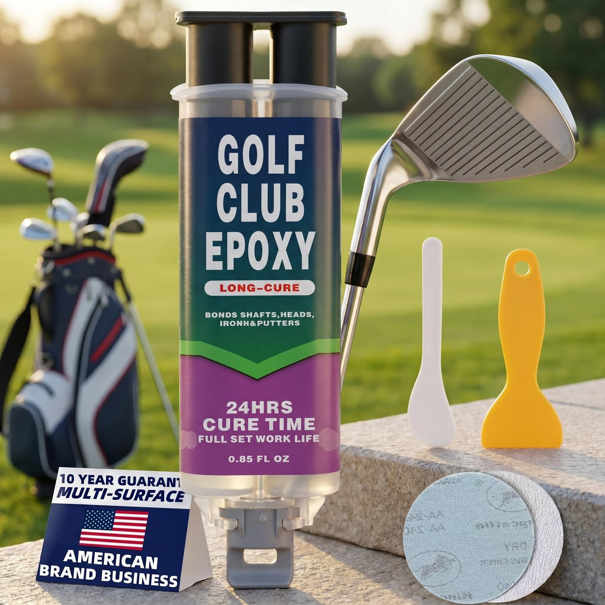 Golf Club Epoxy Glue - 20 Min Work Time, Long Cure for Shaft & Head Repair