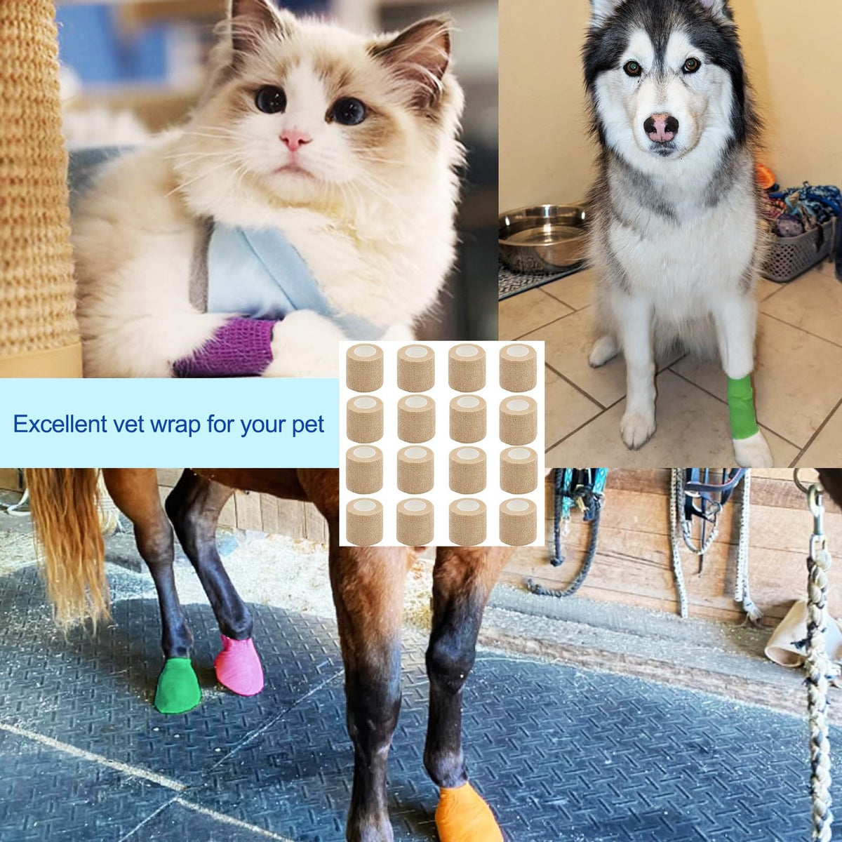 Self Adhesive Bandage Wrap 2 Inch - 16 Pack, Flexible Support for Sports & First Aid