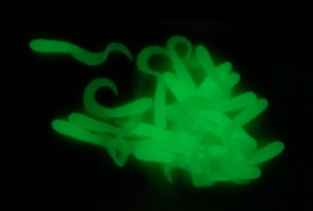 20 Pack 4-Inch Luminous Glow Shad Twister Curly Tail Soft Plastic Fishing Baits