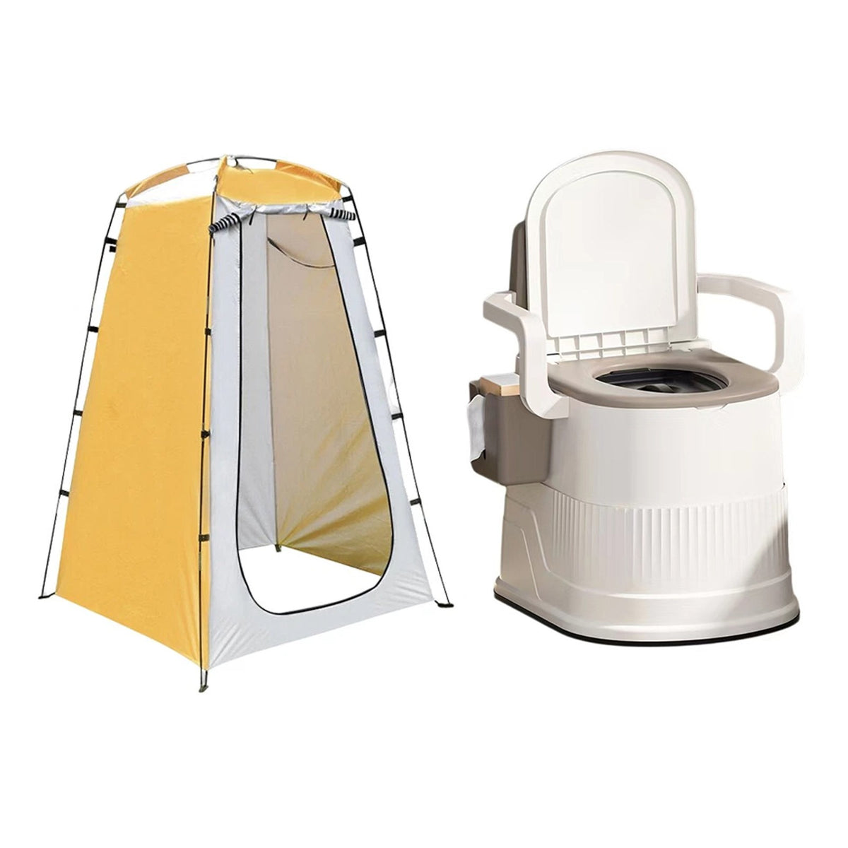 Portable Toilet and Privacy Tent Kit for Outdoor Use - Waterproof & UV-Resistant