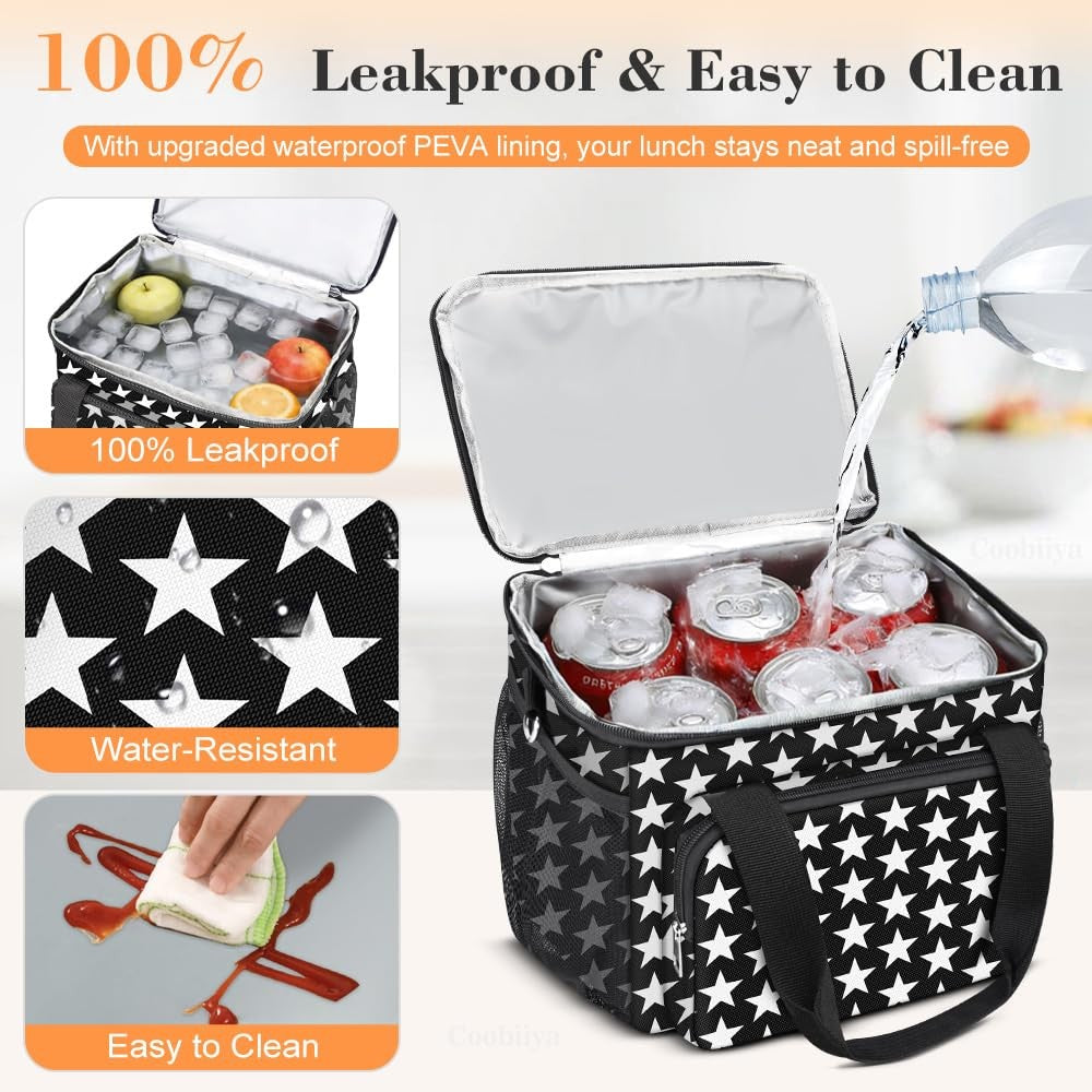 Insulated Lunch Box Cooler Bag with 4 Pockets, Leakproof, 12L Capacity