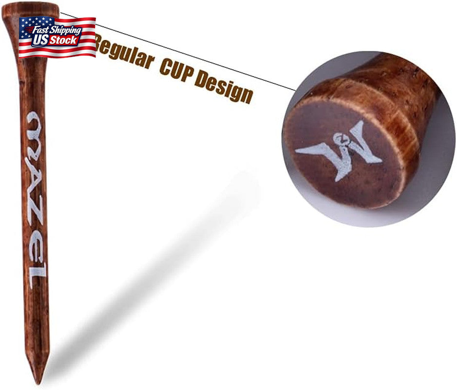Natural Wood & Bamboo Golf Tees Pack of 50 or 120 – 2 3/4 & 3 1/4 Inch