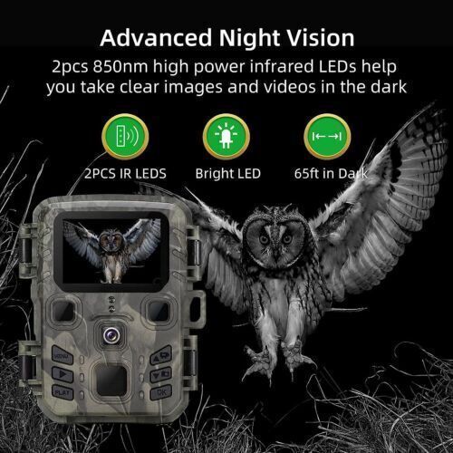 Mini Waterproof Trail Camera 24MP 1080P Night Vision with 32GB Card