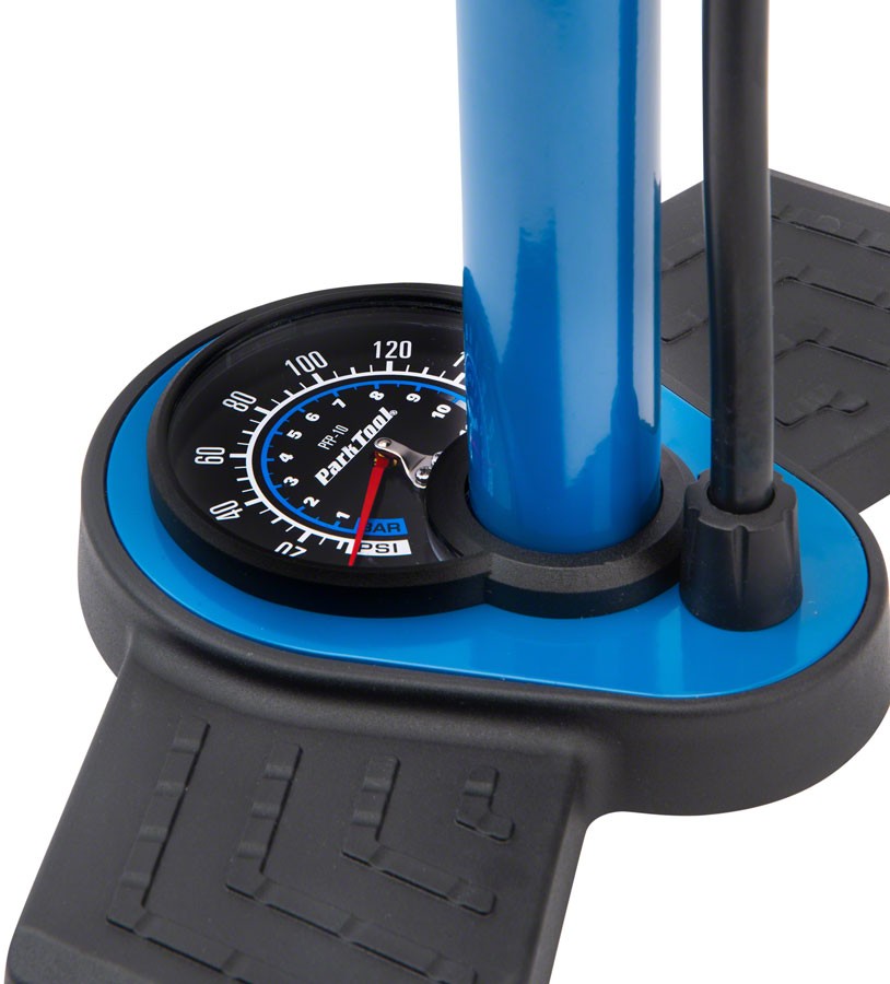 Floor Pump with Gauge 160 PSI for Bikes - Universal Presta & Schrader Compatibility - Blue