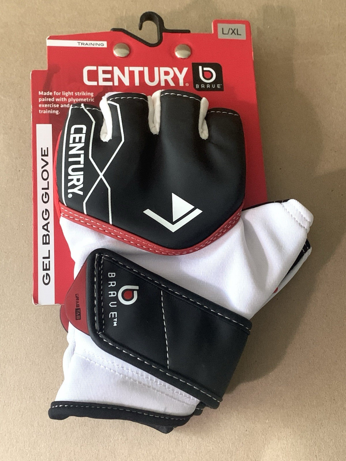 Adult Men’s Gel Bag Gloves - Black White Red L/XL Boxing & MMA Gear