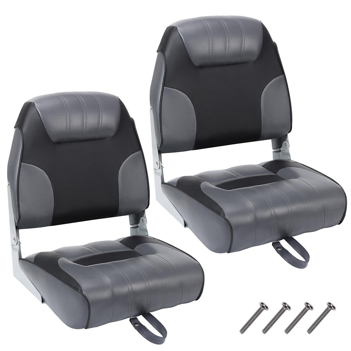 2-Pack Fold-Down Boat Seats with Thick Cushions and Weatherproof Material