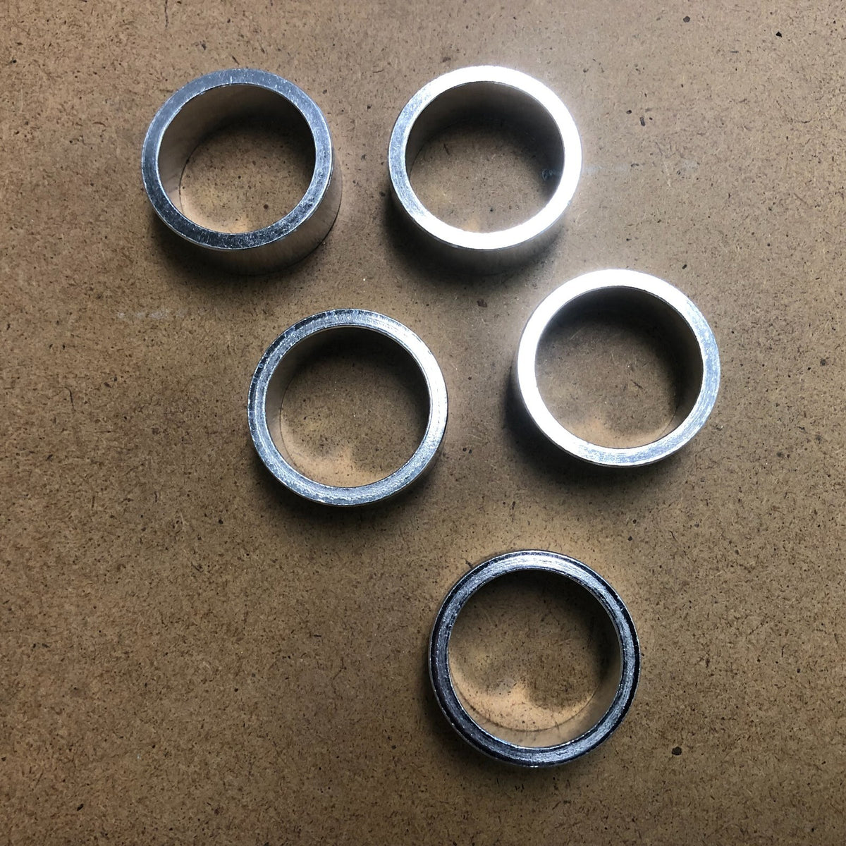 Bicycle Alloy Headset Spacers 1-1/8 Inch Varying Sizes 5 Pack Silver