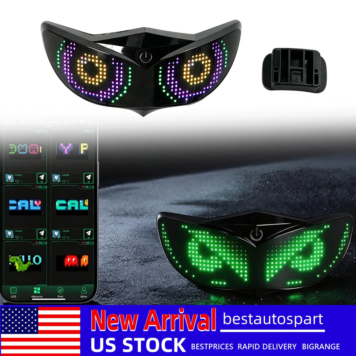 Bluetooth LED Helmet Light for Motorcycle Safety Customizable Pixel Signal Lamp