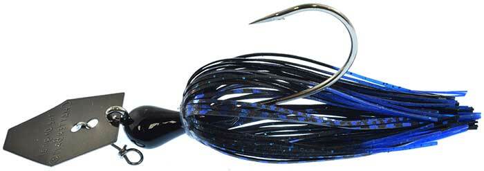 3-Pack Fishing Chatterbait Lures 3/8 Oz Black Blue Nickel Bladed Swim Jig