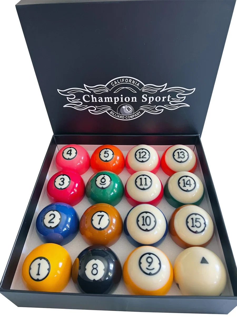 Billiard Balls Set Arcos Champion, Black Triangle Cue Ball, Made in Belgium