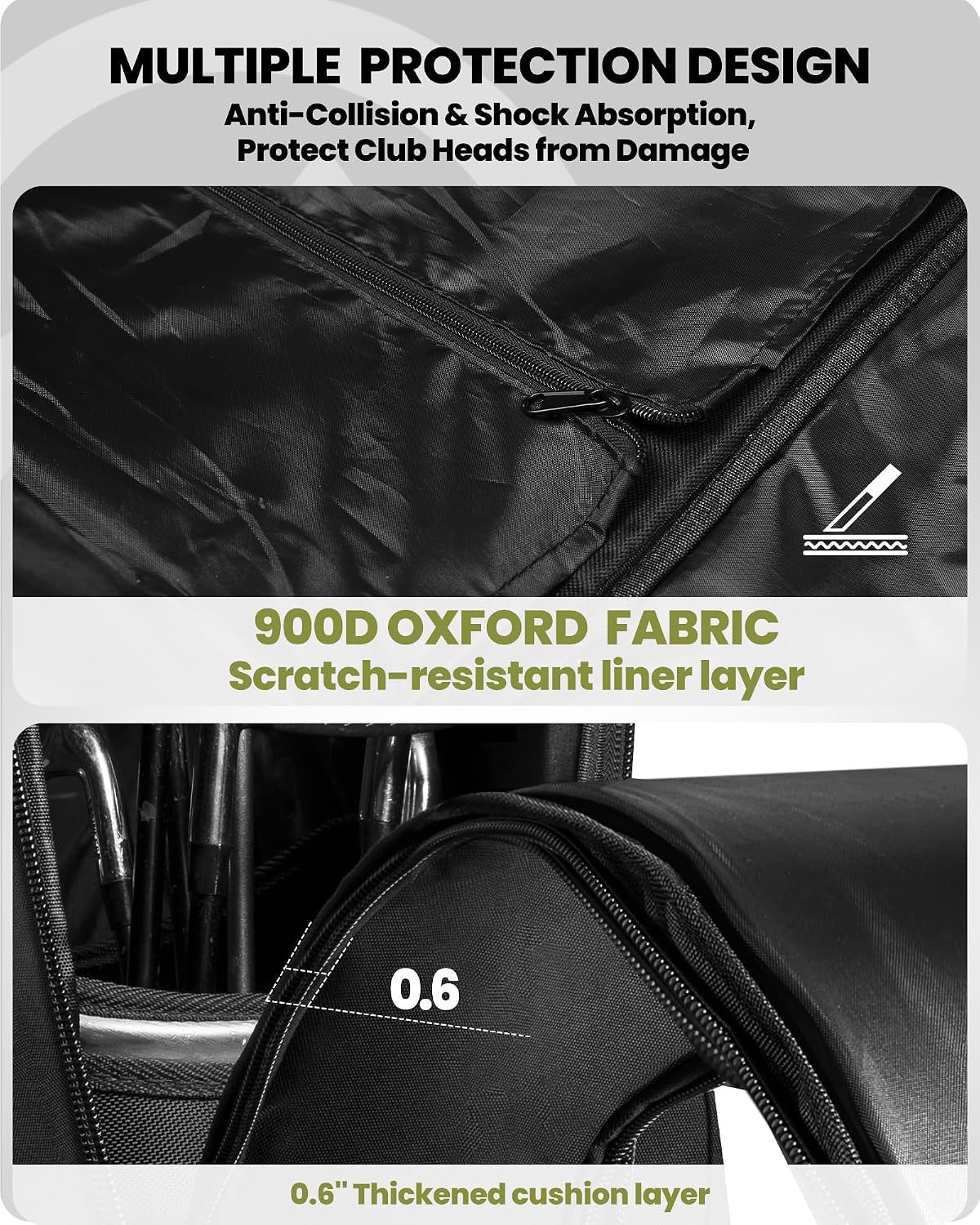 Golf Travel Bag with Reinforced Wheels and Foldable Design