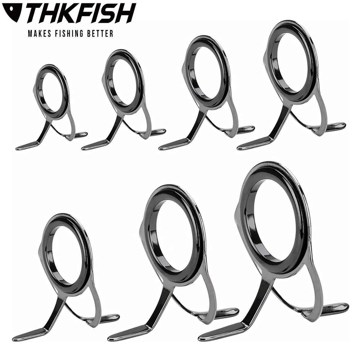 7PCS Stainless Steel Ceramic Eyelet Repair Kit for Fishing Rods - Replacement Guides