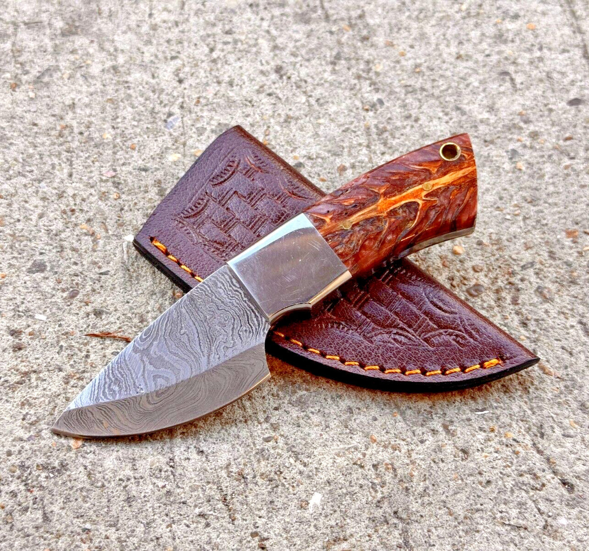 Handmade Damascus Folding Knife with Multiple Color Variants