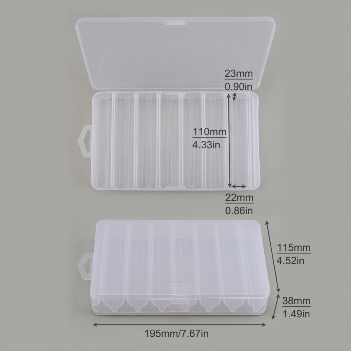 14-Compartment Waterproof Fishing Tackle Box with Transparent Lid 21x11.5x3.6cm