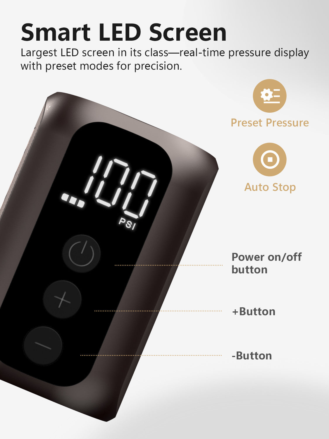 Mini Electric Bicycle Pump 100PSI Portable Cordless Inflator with Digital Screen