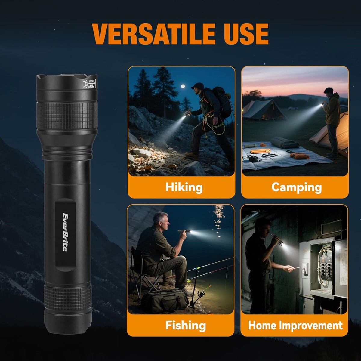 Rechargeable LED Flashlight 3000LM Super Bright Zoomable with 5 Modes