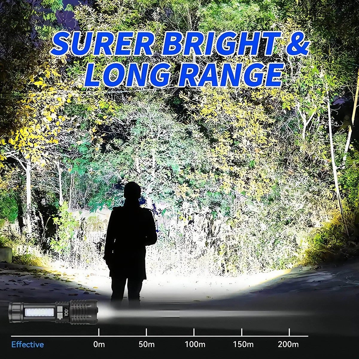 Rechargeable LED Tactical Flashlight with Zoom Focus & 5 Modes, Fast Charge